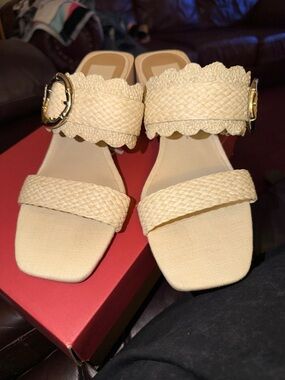 New Dolce Vita Zophy Size 9.5 Raffia  Block Heel Mules